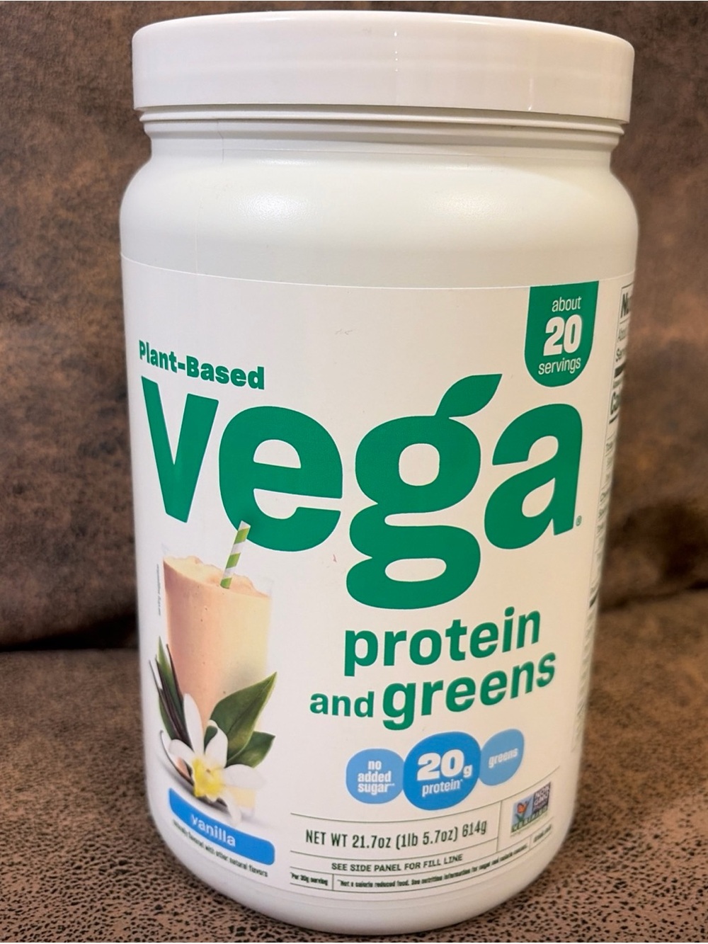 Vega Premium Protein + Supergreens, Vanilla – 20g Vegan Protein,
